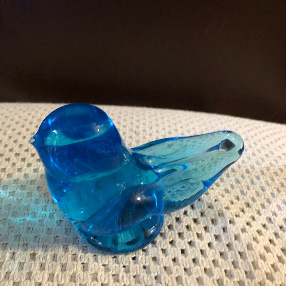 Vintage Hand Blown Glass Blue Bird of Happiness